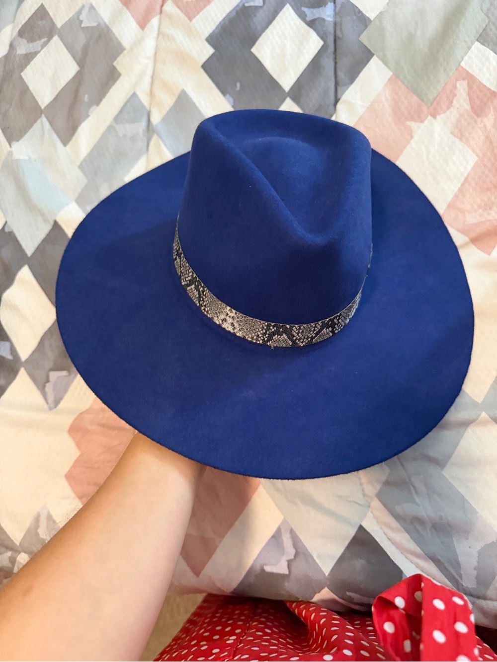 Twister Royal Blue Felt Fedora with Snake-Print Band